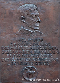Gedenktafel - Geburtsort Franz Marc – Foto aus München