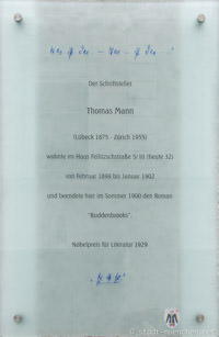 Gedenktafel - Thomas Mann – Foto aus München