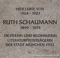 Gedenktafel für Ruth Schaumann – Foto aus München