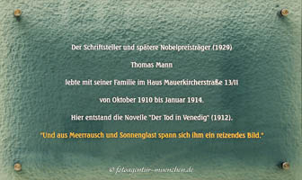 Gedenktafel - Thomas Mann – Foto aus München