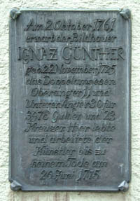 Gedenktafel Anwesen Ignaz Günther – Foto aus München