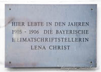 Gedenktafel für Lena Christ – Foto aus München
