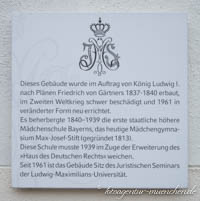 Gedenktafel - Mädchengymnasium Max-Joseph-Stift – Foto aus München