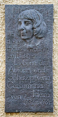 Gedenktafel - Carlamaria von Heim – Foto aus München