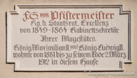 Gedenktafel - F.G. von Pfistermeister – Foto aus München