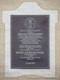 Gedenktafel - Johann Paulus Hirn – Foto aus München