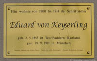 Gedenktafel - Eduard von Keyserling – Foto aus München
