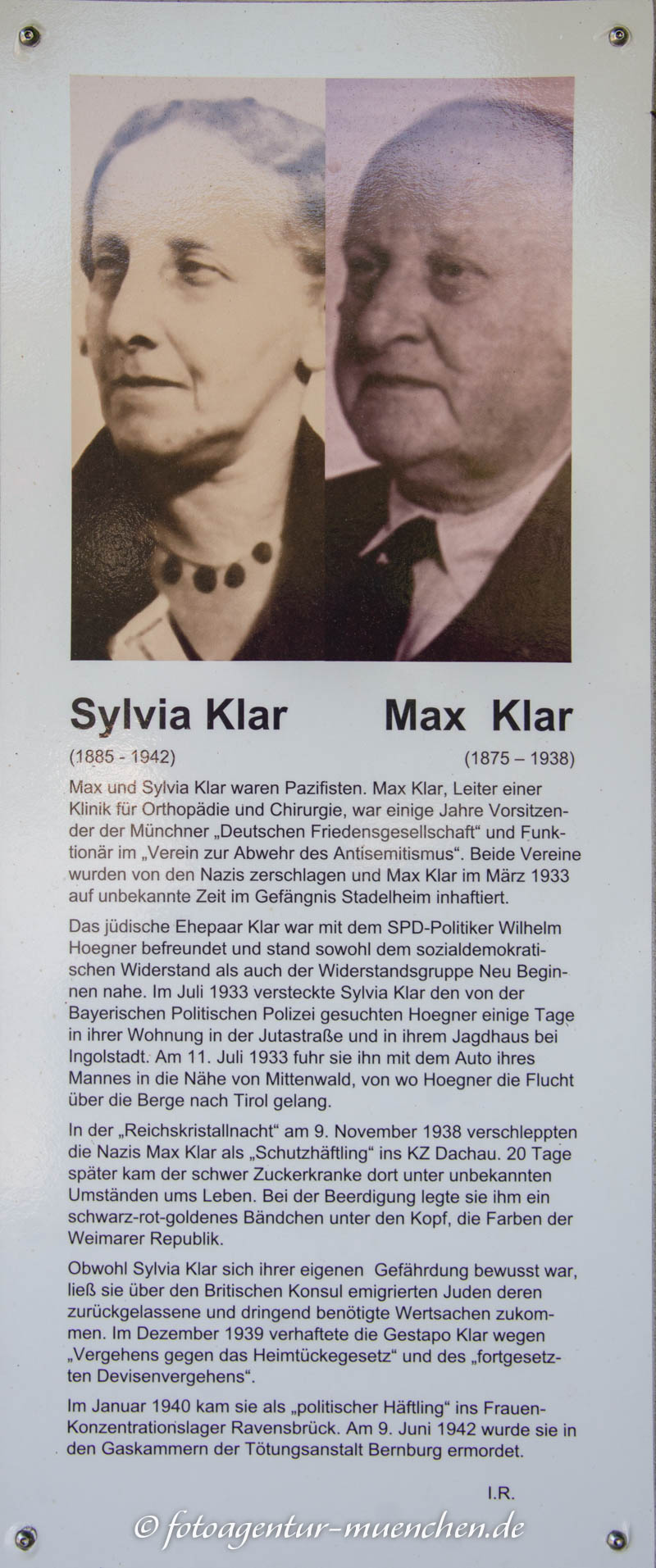 Gedenkstele für Sylvia Klar und Max Klar – Denkmal/Kunstwerk in München