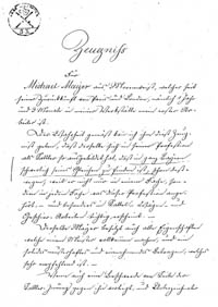 Zeugnis - Johann Michael Mayer – Foto aus München
