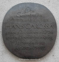 Gedenktafel -  Hans Carossa – Foto aus München