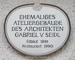Tafel - Ateliergebäude Gabriel von Seidl – Foto aus München