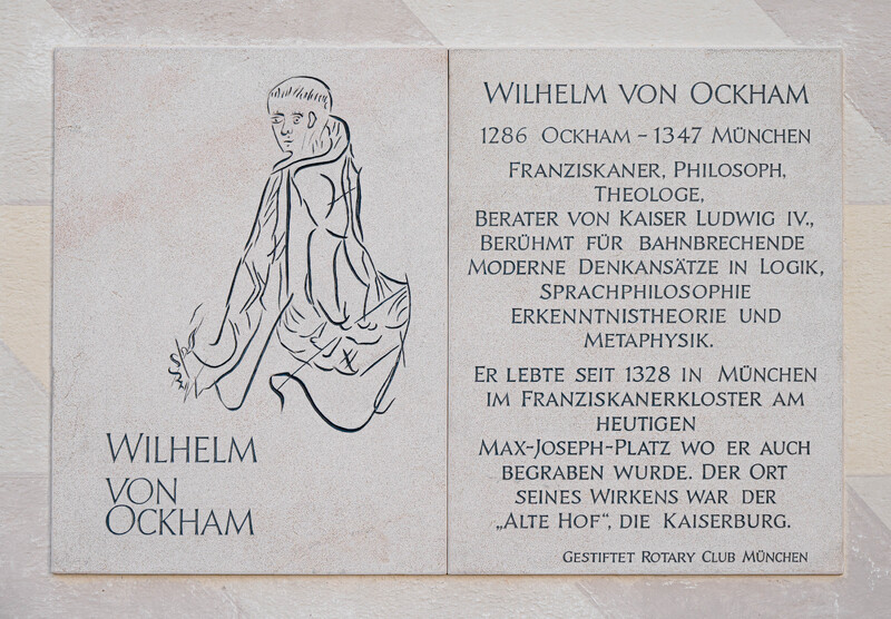 Gedenktafel - Wilhelm von Ockham - Henselmann Josef Alexander, Vossenkuhl Wilhelm – Denkmal/Kunstwerk in München