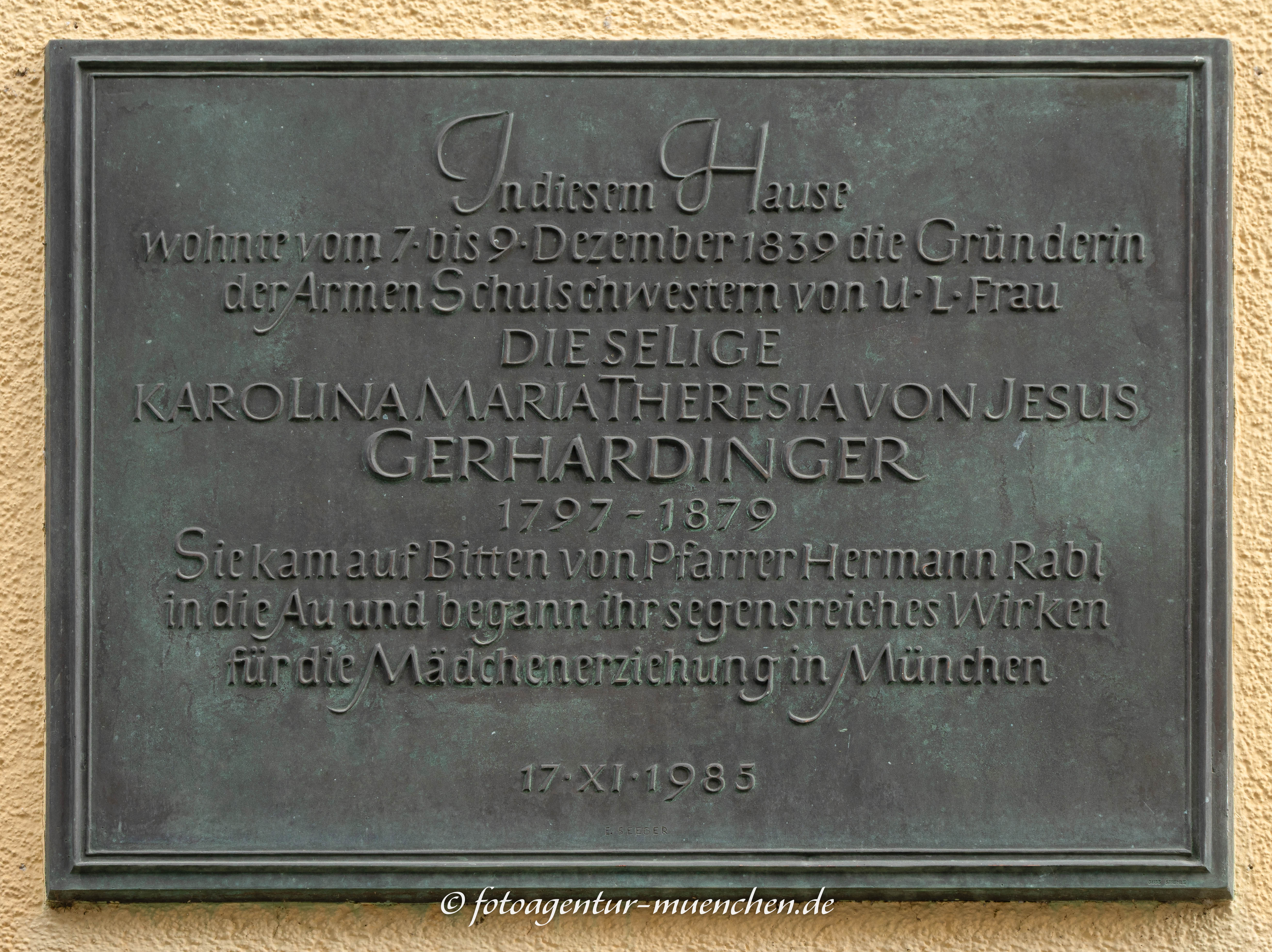 Gedenktafel - Karolina Gerhardinger