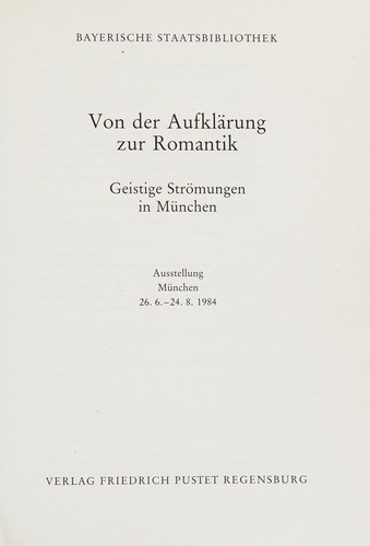 München Buch Von der Aufklärung zur Romantik